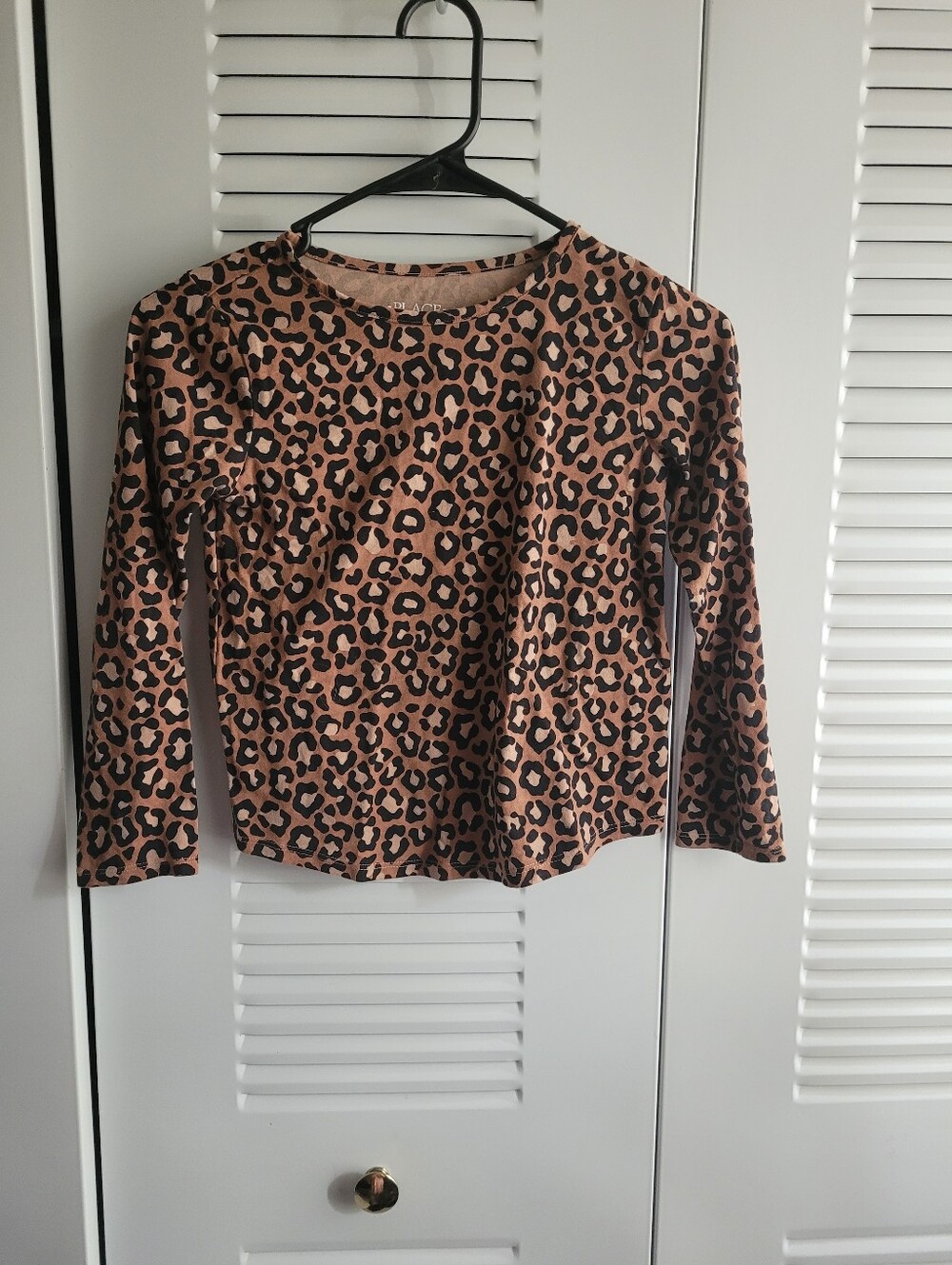 Leopard Print Long Sleeve Top - Tan & Black